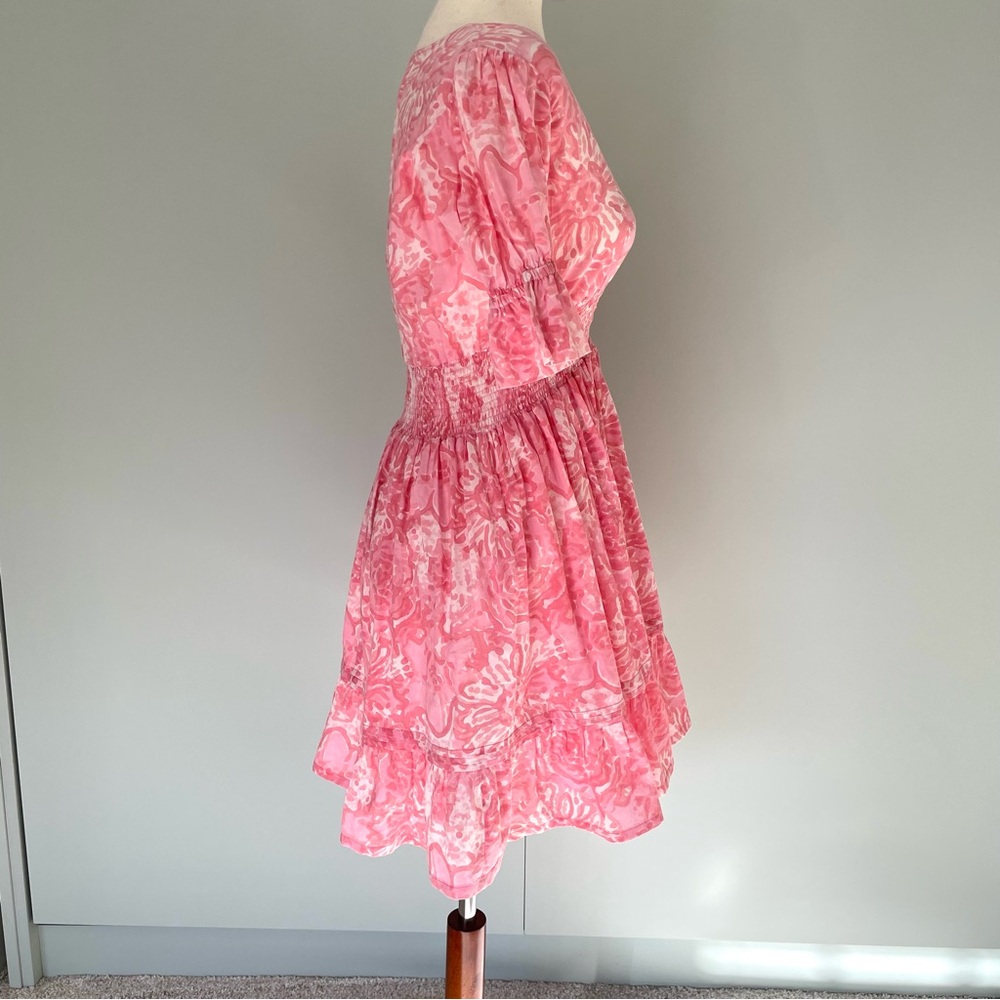 LILBELLE Pink Floral Elastic Waist Mini Shirt Dress - Picture 5 of 6